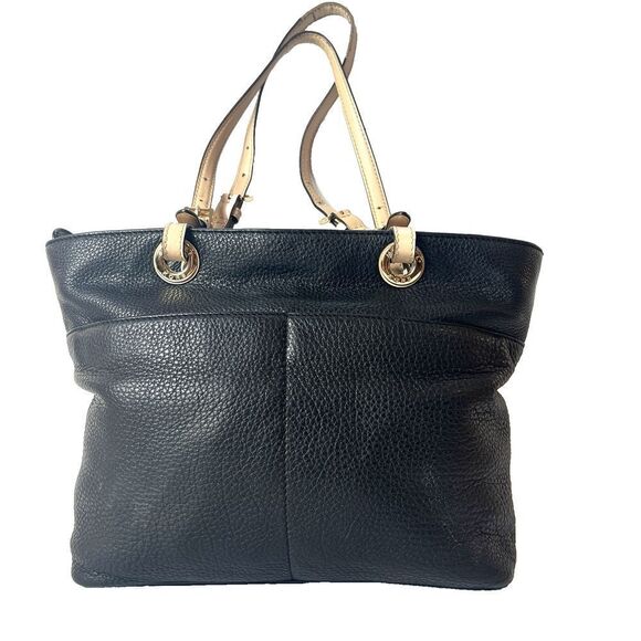MICHAEL KORS Shoulder Bag Black Pebbled Leather NB-1504 Medium Tote Gold Tone - Picture 2 of 12